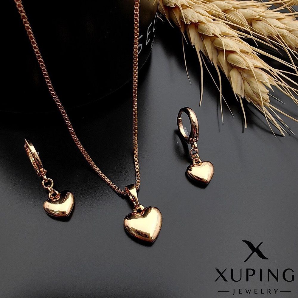 نیم‌ست طرح قلب Xuping – جواهر ظریف مجلسی مشابه طلا پرفروش